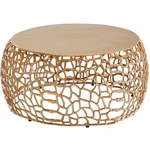 WOHNLING Couchtisch rund Aluminium gold 66,0 x 66,0 x 30,0 cm, 1 St.