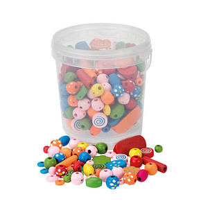 GLOREX Bastelset Holzperlen-Mix mehrfarbig