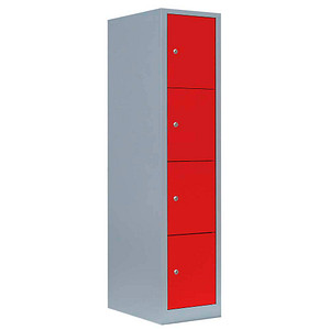 LÜLLMANN Schließfachschrank feuerrot, lichtgrau 523414, 4 Schließfächer 41,5 x 50,0 x 180,0 cm