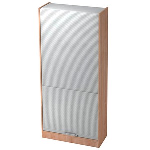 HAMMERBACHER Akandia Rollladenschrank nussbaum, silber 4 Fachböden 90,0 x 40,0 x 200,4 cm
