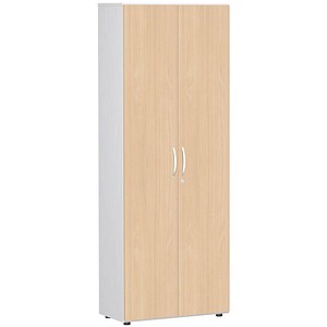 geramöbel Aktenschrank Flex, S-386100-BW weiß, buche 5 Fachböden 80,0 x 42,0 x 216,0 cm