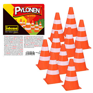 10 Idena Spielzeug-Pylone orange, weiß 15,5 cm