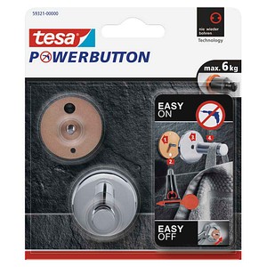 tesa Handtuchhaken Powerbutton Universal Medium chrom, 1 St.