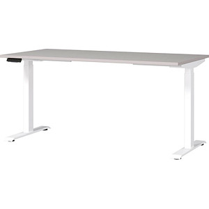 GERMANIA JET höhenverstellbarer Schreibtisch kaschmir rechteckig, T-Fuß-Gestell weiß 160,0 x 80,0 cm