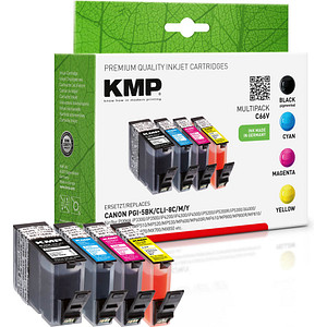 KMP C66V  schwarz, cyan, magenta, gelb Druckerpatronen kompatibel zu Canon PGI-5 BK, CLI-8 C/M/Y, 4er-Set