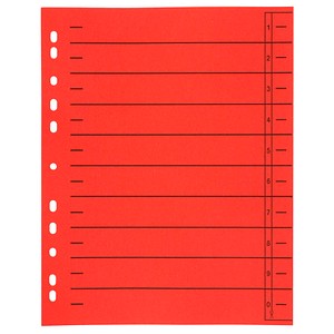 Wekre Trennblätter DIN A4 0-9 rot, 230 g/m², 100 Blatt