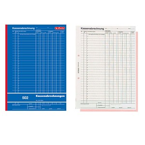 herlitz Kassenabrechnung mit MwSt.-Spalte für Einnahmen und Ausgaben Formularbuch, 1 St.