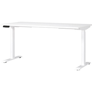 GERMANIA Mailand höhenverstellbarer Schreibtisch weiß rechteckig, T-Fuß-Gestell weiß 160,0 x 80,0 cm