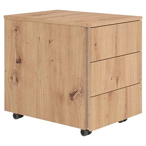 BaseLite Rollcontainer asteiche 3 Auszüge 39,5 x 54,8 x 51,0 cm