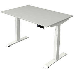 Kerkmann Move 4 elektrisch höhenverstellbarer Schreibtisch lichtgrau rechteckig, T-Fuß-Gestell weiß 120,0 x 80,0 cm