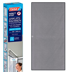 tesa Fliegengitter Insect Stop Clip On anthrazit 1,2 x 2,4 m