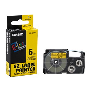 CASIO Schriftband XR-6YW XR-6YW1, 6 mm, schwarz auf gelb, 1 St.