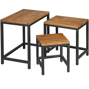 WOHNLING Beistelltische-Set rechteckig Massivholz sheesham, 1 St.