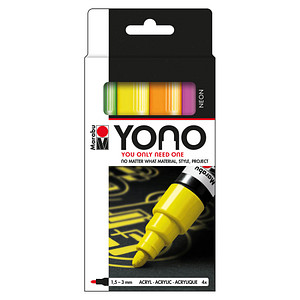 Marabu YONO NEON Acrylstifte-Set farbsortiert 1,5 - 3,0 mm, 4 St.