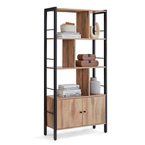 VASAGLE Bücherregal eiche, schwarz 74,0 x 30,0 x 154,5 cm, 1 St.