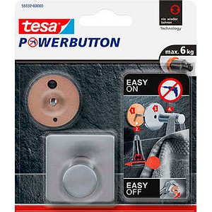 tesa Handtuchhaken Powerbutton Classic eckig silber, 1 St.