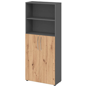 HAMMERBACHER Regalschrank 4770, V4770/G/R/BM grafit, asteiche 80,0 x 34,6 x 188,0 cm, 1 St.
