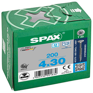 SPAX® Universalschrauben T20 Senkkopf Edelstahl A2 30mm  x 4 mm, 200 St.