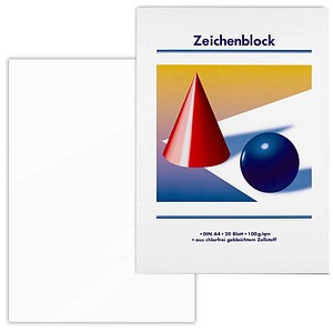 Zeichenblöcke Kugel und Kegel DIN A4 100 g/qm, 20 Blatt, 5 Blöcke