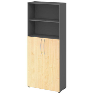 HAMMERBACHER Regalschrank 4770, V4770/G/3/BM grafit, ahorn 80,0 x 34,6 x 188,0 cm, 1 St.