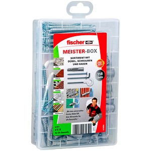 fischer Meister-Box - UX + S + H 513894 Dübel- und Schrauben-Sortiment, 118-teilig