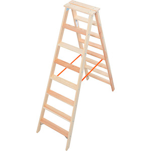 KRAUSE Stehleiter beidseitig Stabilo natur 2x 8 Stufen, H: 190,0 cm