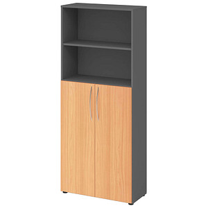 HAMMERBACHER Regalschrank 4770, V4770/G/6/BM grafit, buche 80,0 x 34,6 x 188,0 cm, 1 St.