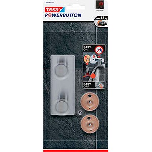 tesa Handtuchhaken Powerbutton Classic Doppelhaken silber, 1 St.