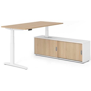 HAMMERBACHER XBHM16SB elektrisch höhenverstellbarer Schreibtisch eiche rechteckig, C-Fuß-Gestell weiß 160,0 x 80,0 cm