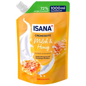 ISANA Milch & Honig Flüssigseife Nachfüllpackung 1000,0 ml, 1 St.