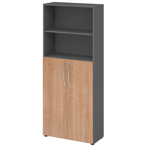 HAMMERBACHER Regalschrank 4770, V4770/G/N/BM grafit, nussbaum 80,0 x 34,6 x 188,0 cm, 1 St.