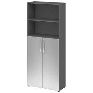 HAMMERBACHER Regalschrank 4770, V4770/G/S/BM grafit, silber 80,0 x 34,6 x 188,0 cm, 1 St.