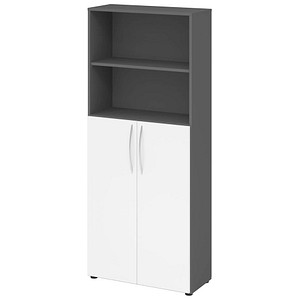 HAMMERBACHER Regalschrank 4770, V4770/G/W/BM grafit, weiß 80,0 x 34,6 x 188,0 cm, 1 St.