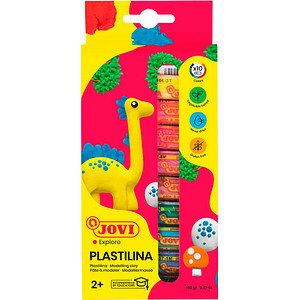 JOVI Knete PLASTILINA farbsortiert, 10 Farben je 15,0 g