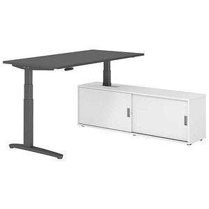 HAMMERBACHER XBHM16SB elektrisch höhenverstellbarer Schreibtisch grafit rechteckig, C-Fuß-Gestell grau 160,0 x 80,0 cm