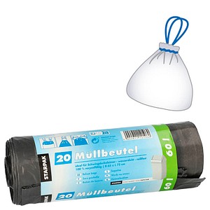 STARPAK Müllbeutel 60,0 l schwarz 22,0 µm, 20 St.