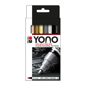 Marabu  YONO METALLIC Acrylstifte-Set farbsortiert 1,5 - 3,0 mm, 4 St.