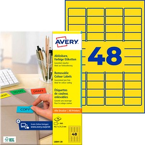 AVERY Zweckform Etiketten L6041-20 gelb 45,7 x 21,2 mm, 20 Blatt