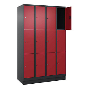 CP Schließfachschrank Classic PLUS rubinrot, schwarzgrau 080020-403 S10032, 12 Schließfächer 120,0 x 50,0 x 195,0 cm