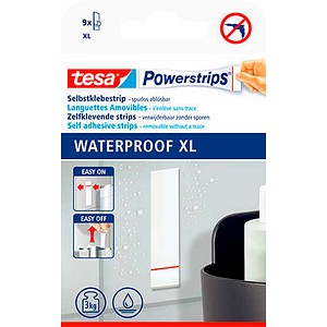 tesa Powerstrips WATERPROOF Klebestreifen für max. 1,0 kg, 2,0 x 8,0 cm, 9 St.