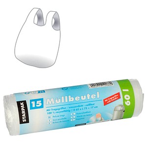 STARPAK Müllbeutel 60,0 l transparent 12,0 µm, 15 St.