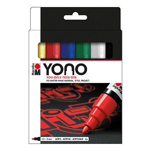 Marabu YONO Basic Acrylstifte-Set farbsortiert 1,5 - 3,0 mm, 6 St.