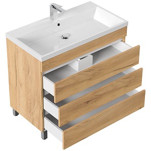 POSSEIK Waschbecken mit Unterschrank FELLINI 90 eiche gold 90,0 x 48,0 x 83,5 cm