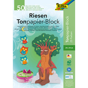 folia Tonpapier Riesen-Block farbsortiert 130 g/qm 50 Blatt folia Tonpapier Riesen-Block farbsortiert 130 g/qm 50 Blatt