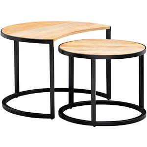WOHNLING Couchtische-Set rund Massivholz mango, 1 St.
