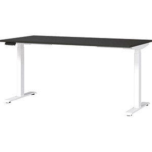 GERMANIA JET höhenverstellbarer Schreibtisch grafit rechteckig, T-Fuß-Gestell weiß 160,0 x 80,0 cm