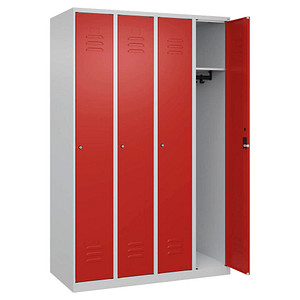 CP Spind Classic Plus lichtgrau, verkehrsrot 080000-40 S10017, 4 Schließfächer 120,0 x 50,0 x 185,0 cm