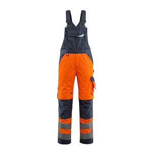 MASCOT® unisex Warnschutz-Latzhose Newcastle orange, schwarzblau Größe 52