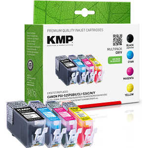 KMP C81V  schwarz, cyan, magenta, gelb Druckerpatronen kompatibel zu Canon PGI-525 BK, CLI-526 C/M/Y, 4er-Set
