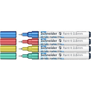Schneider 010 Lackmarker farbsortiert 0,8 mm, 4 Set